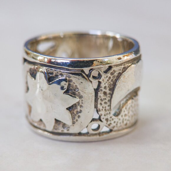 Silpada Sun, Moon & Stars Wide Band Ring — Sterling Silver 925, 14mm, Size 7.25 - Picture 3 of 13